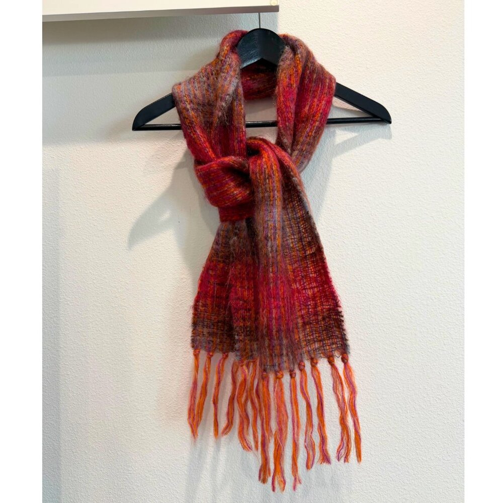 Maban of Scotland Luxury Mohair Striped Tassel Scarf